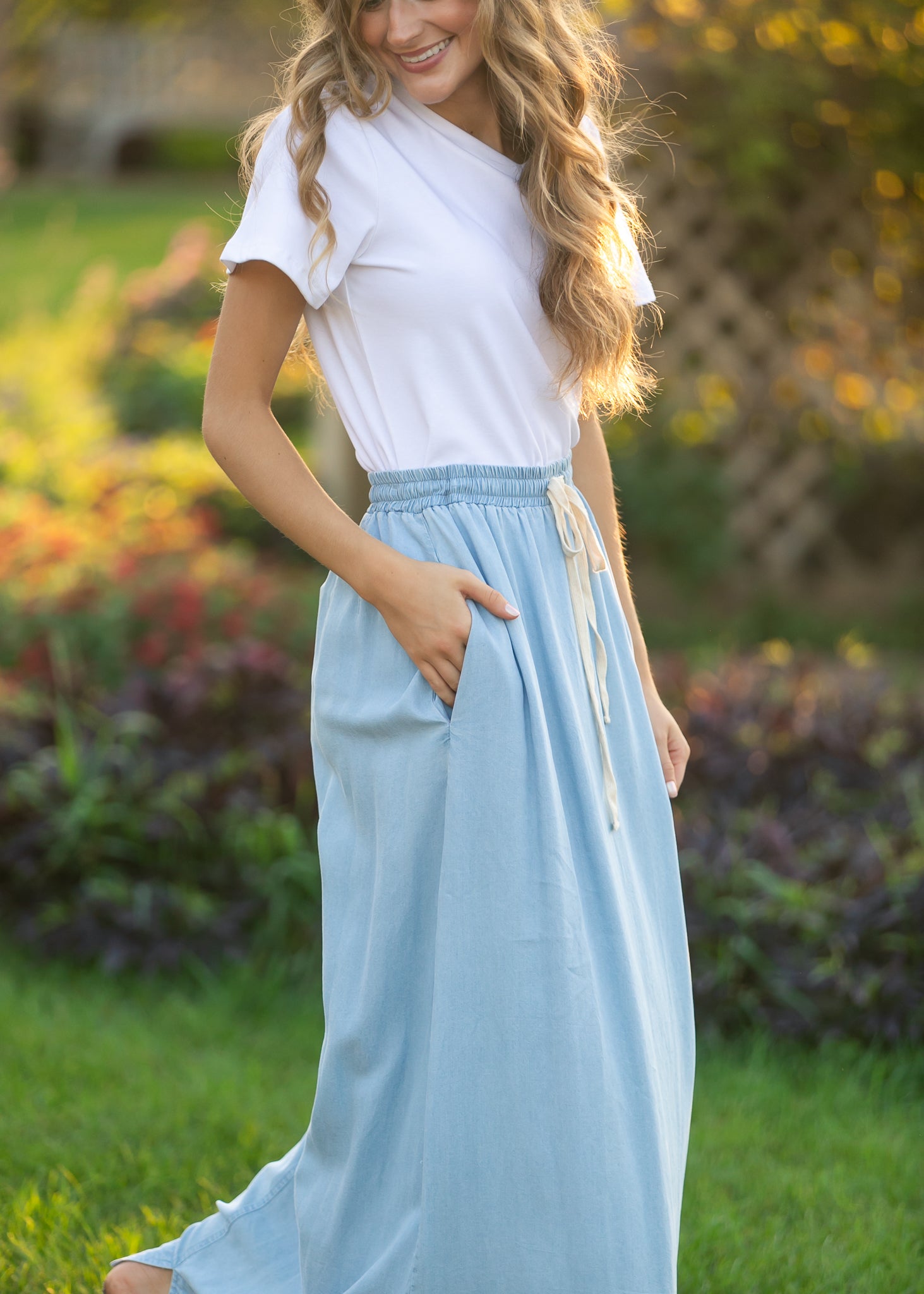 Cleo Chambray Tie Maxi Skirt IC Skirts