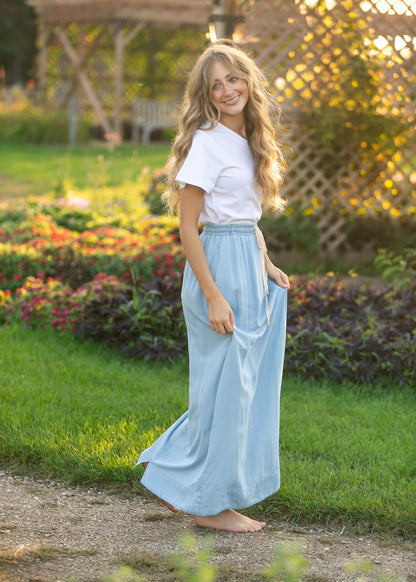 Cleo Chambray Tie Maxi Skirt IC Skirts