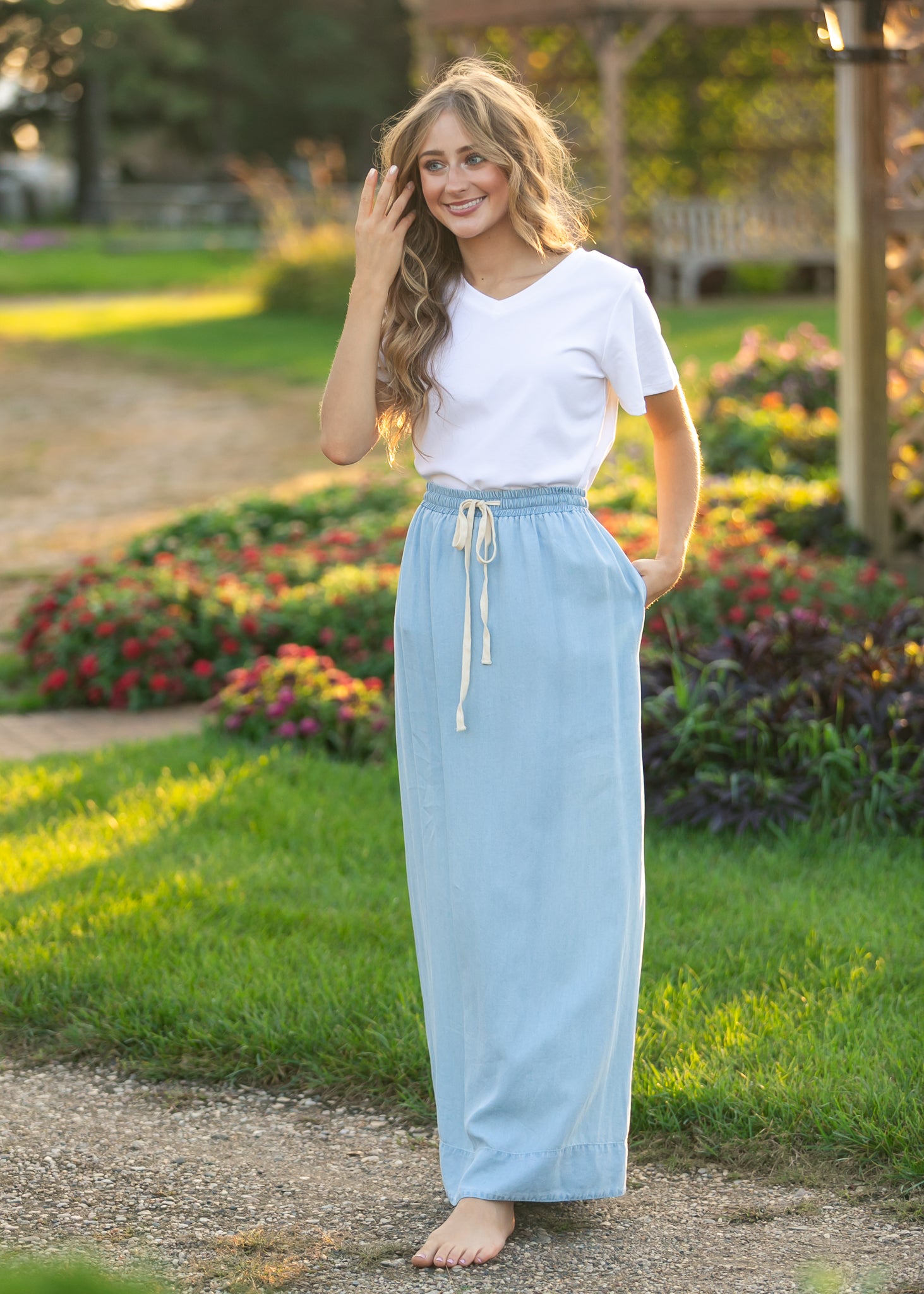 Cleo Chambray Tie Maxi Skirt IC Skirts