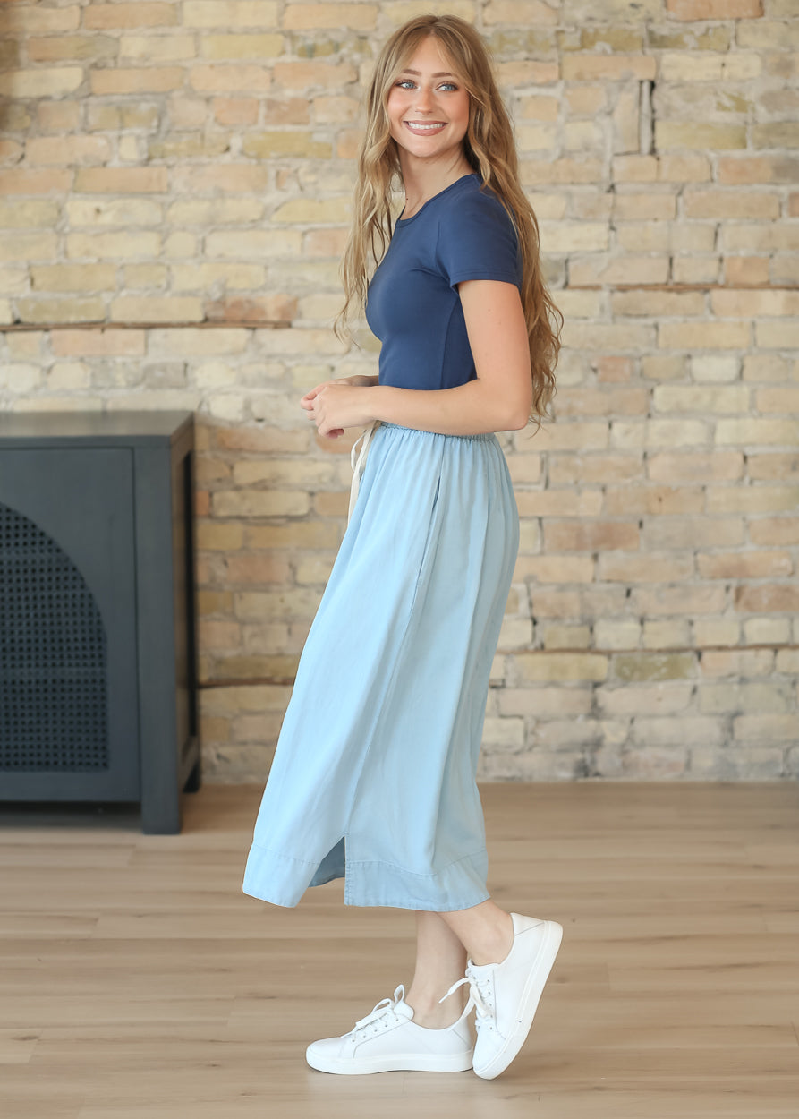 Cleo Chambray Tie Midi Skirt IC Skirts