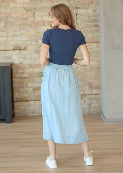 Cleo Chambray Tie Midi Skirt IC Skirts