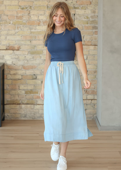 Cleo Chambray Tie Midi Skirt IC Skirts