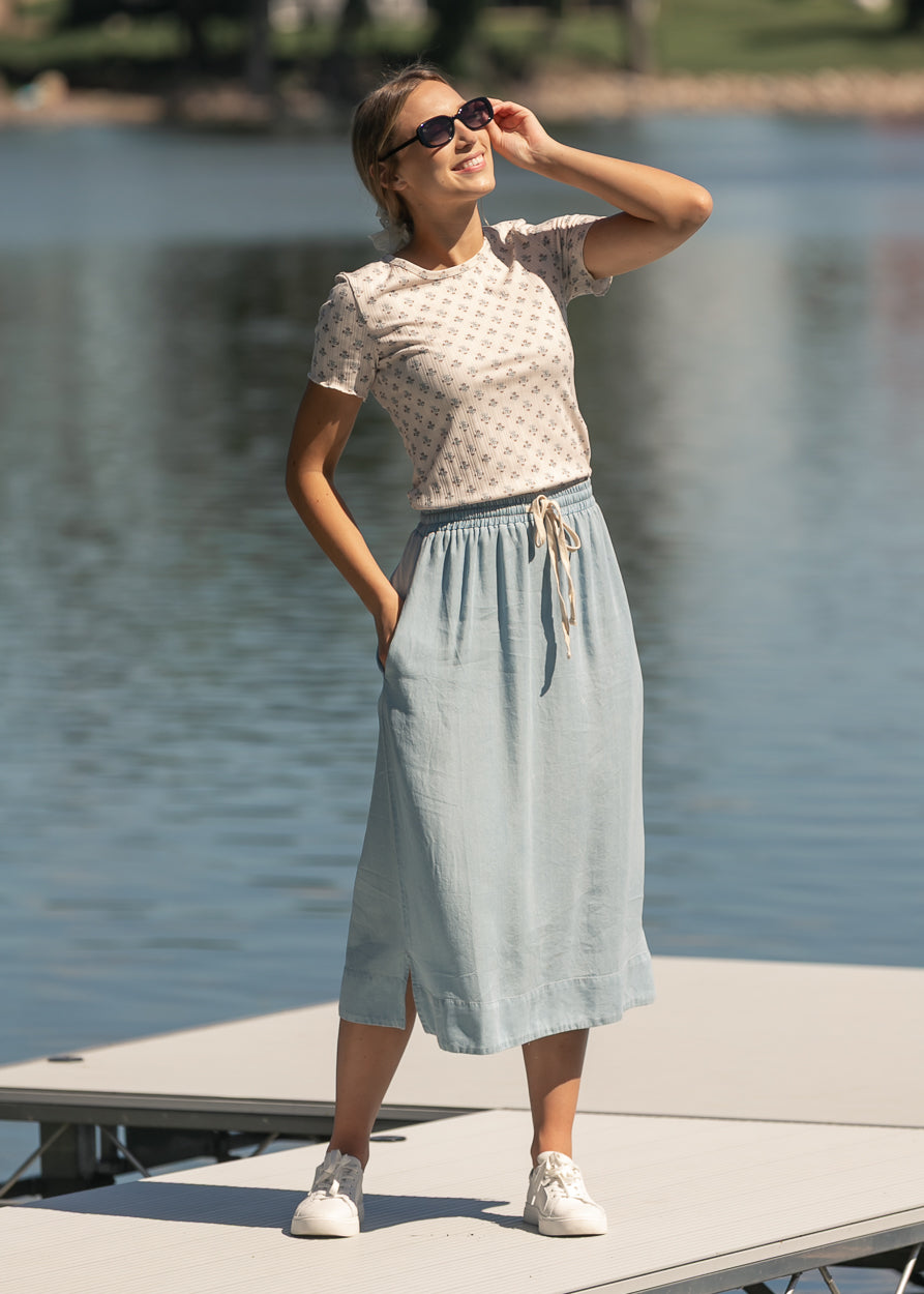 Cleo Chambray Tie Midi Skirt IC Skirts