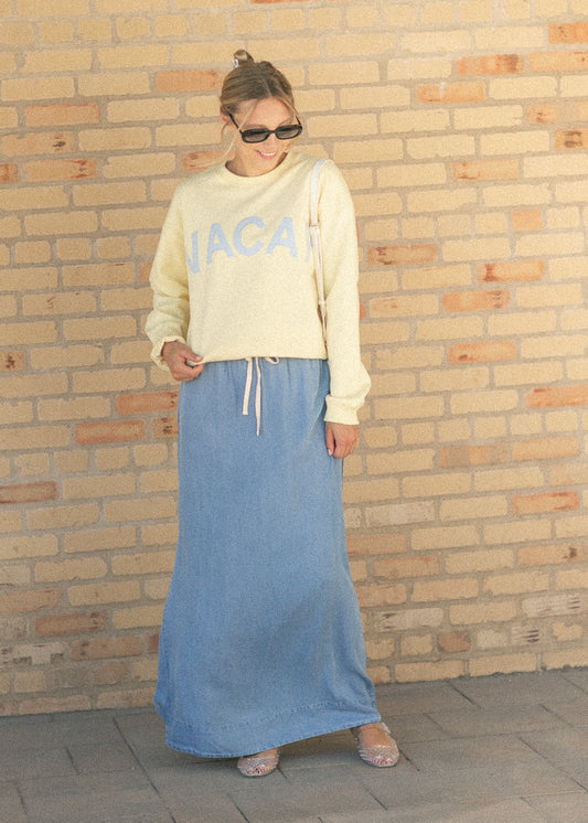 Cleo Medium Wash Chambray Maxi Skirt IC Skirts XS