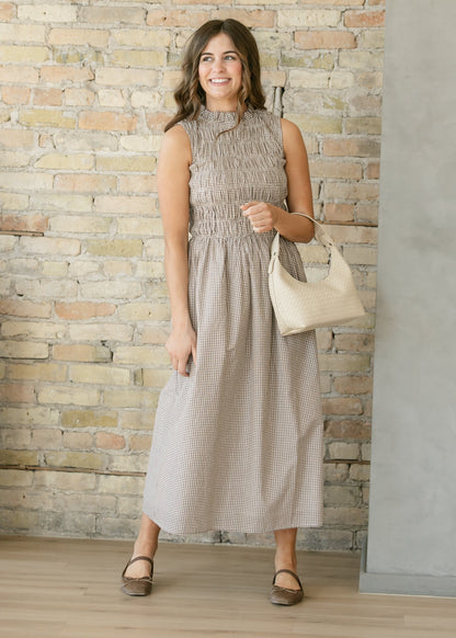 Clover Gingham Sleeveless Maxi Dress IC Dresses