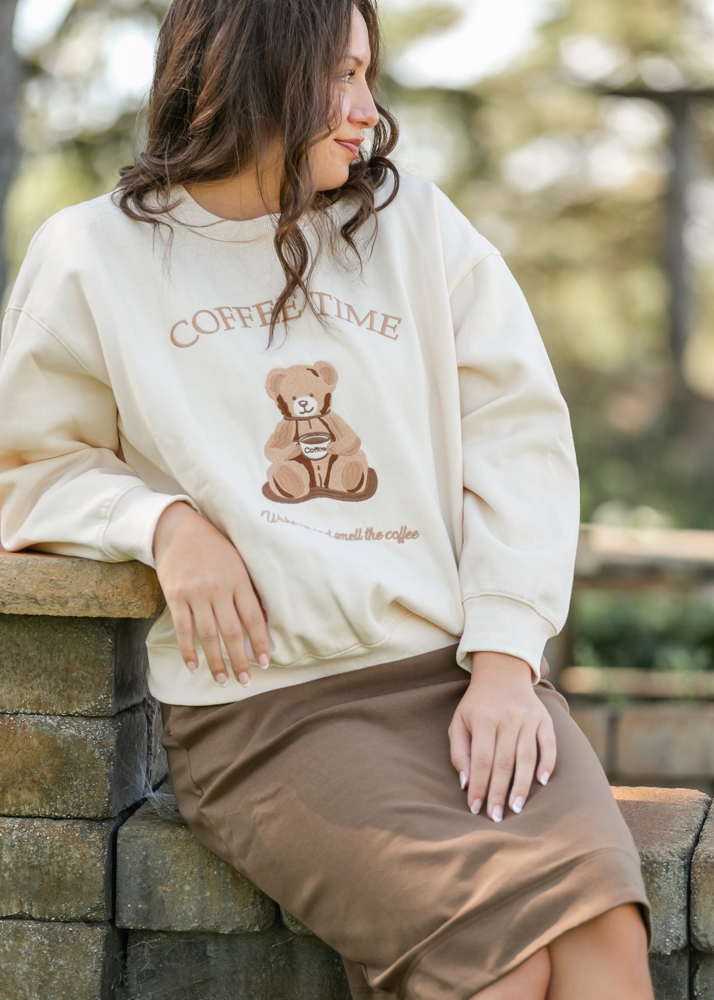 Coffee Time Graphic Crewneck Sweatshirt FF Tops