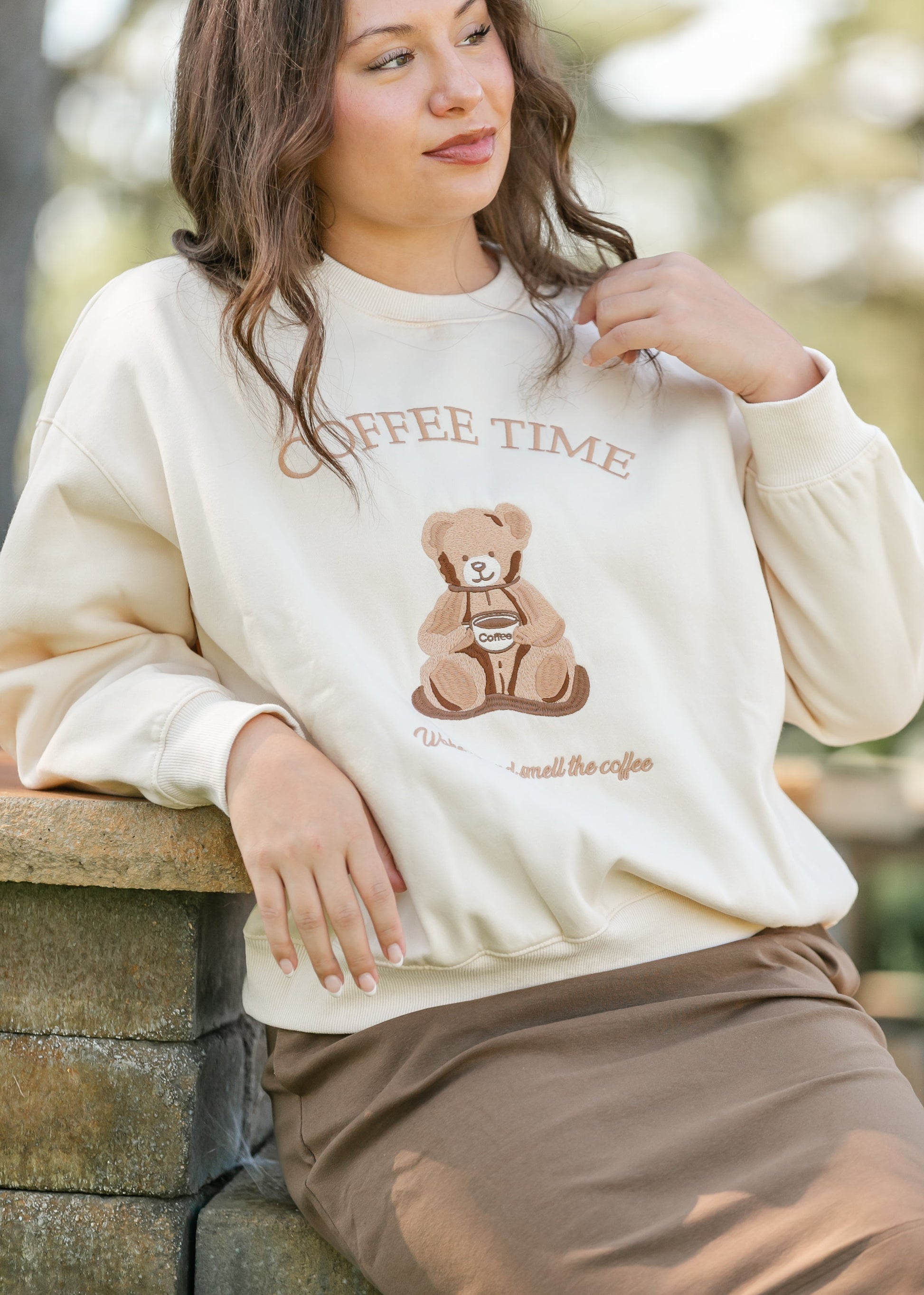 Coffee Time Graphic Crewneck Sweatshirt FF Tops