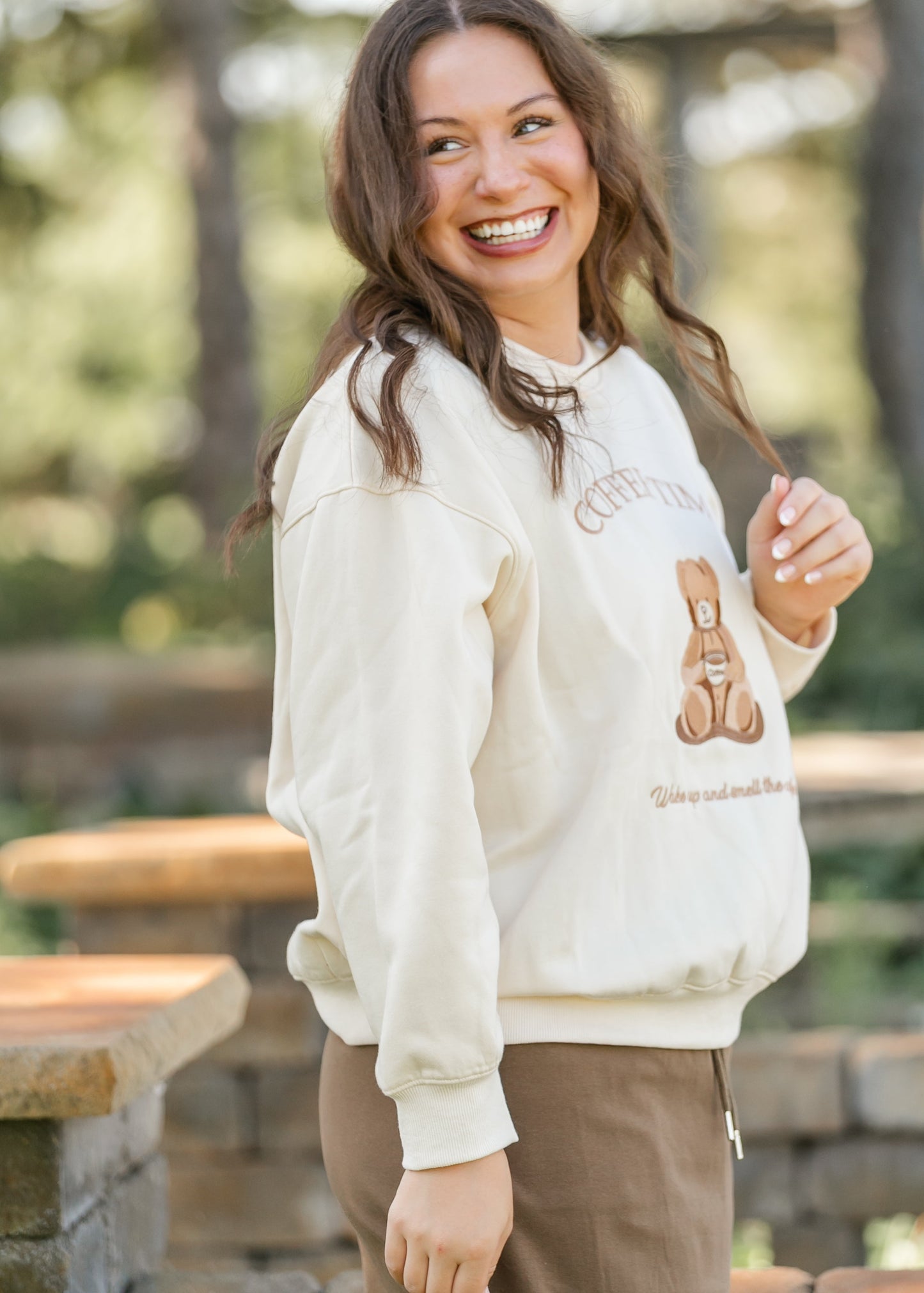 Coffee Time Graphic Crewneck Sweatshirt FF Tops