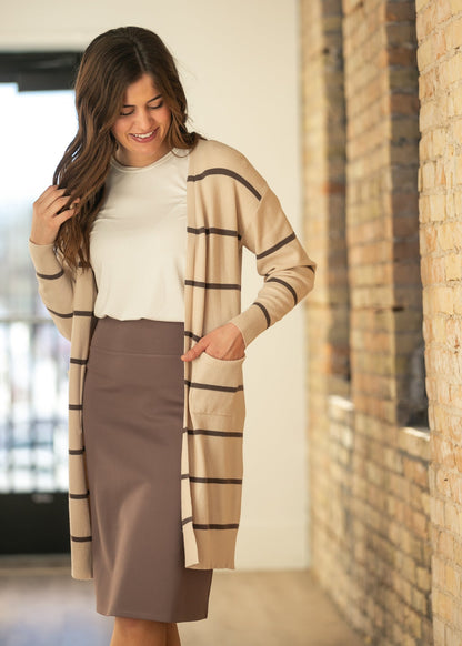 Collins Striped Waffle Knit Cardigan IC Layering Essentials