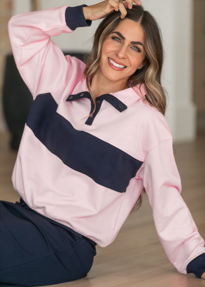 Color-Block Oversized Pullover Sweatshirt FF Tops S