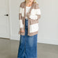Colorblock Cable Knit Cardigan FF Tops