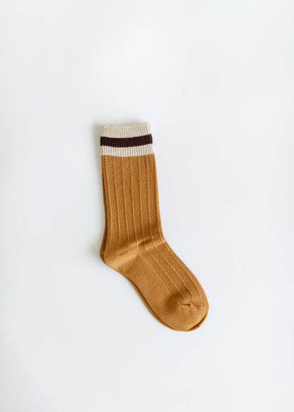 Colorblock Calf Socks Accessories Mustard