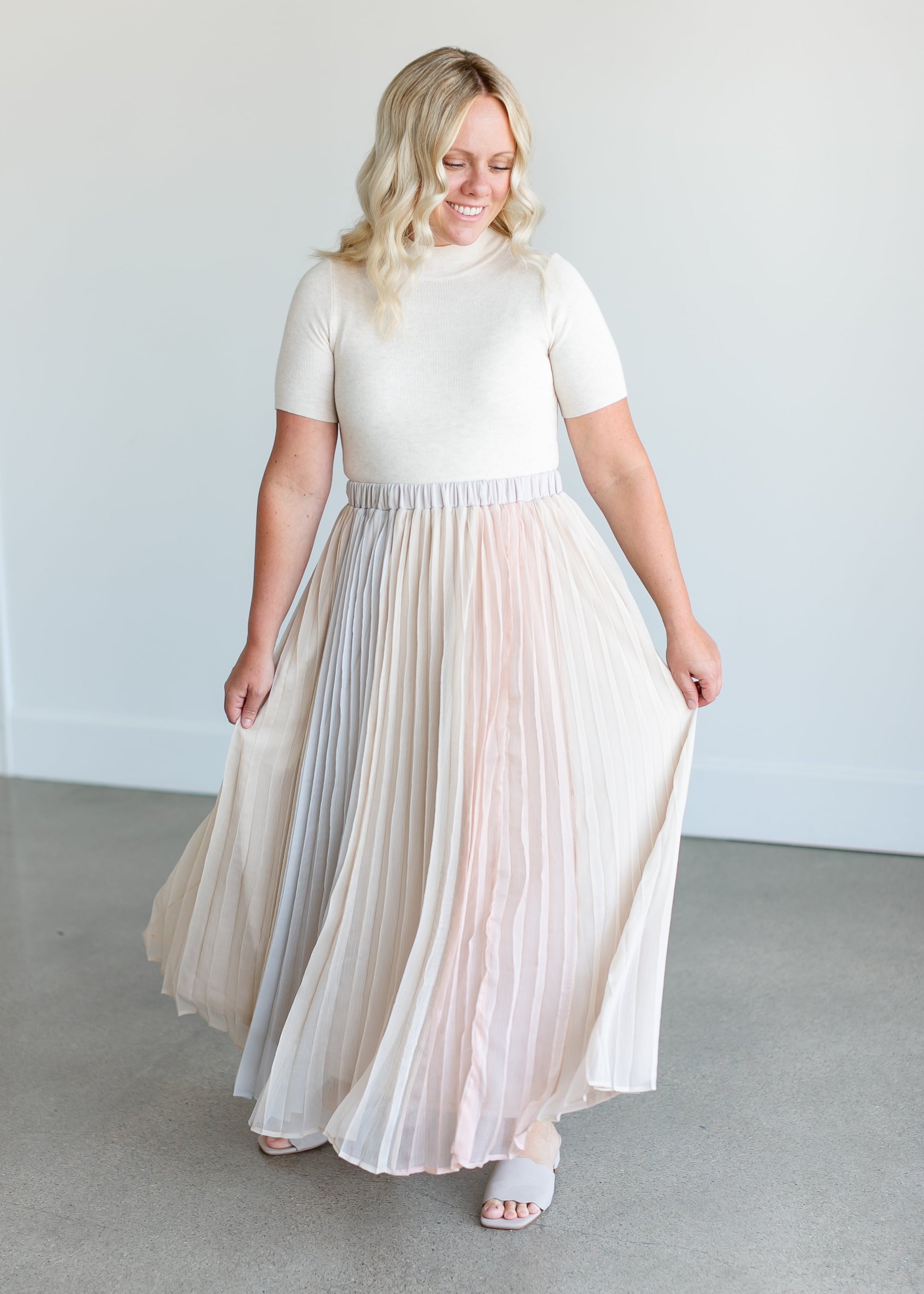 Colorblocked Pleated Maxi Skirt FF Skirts