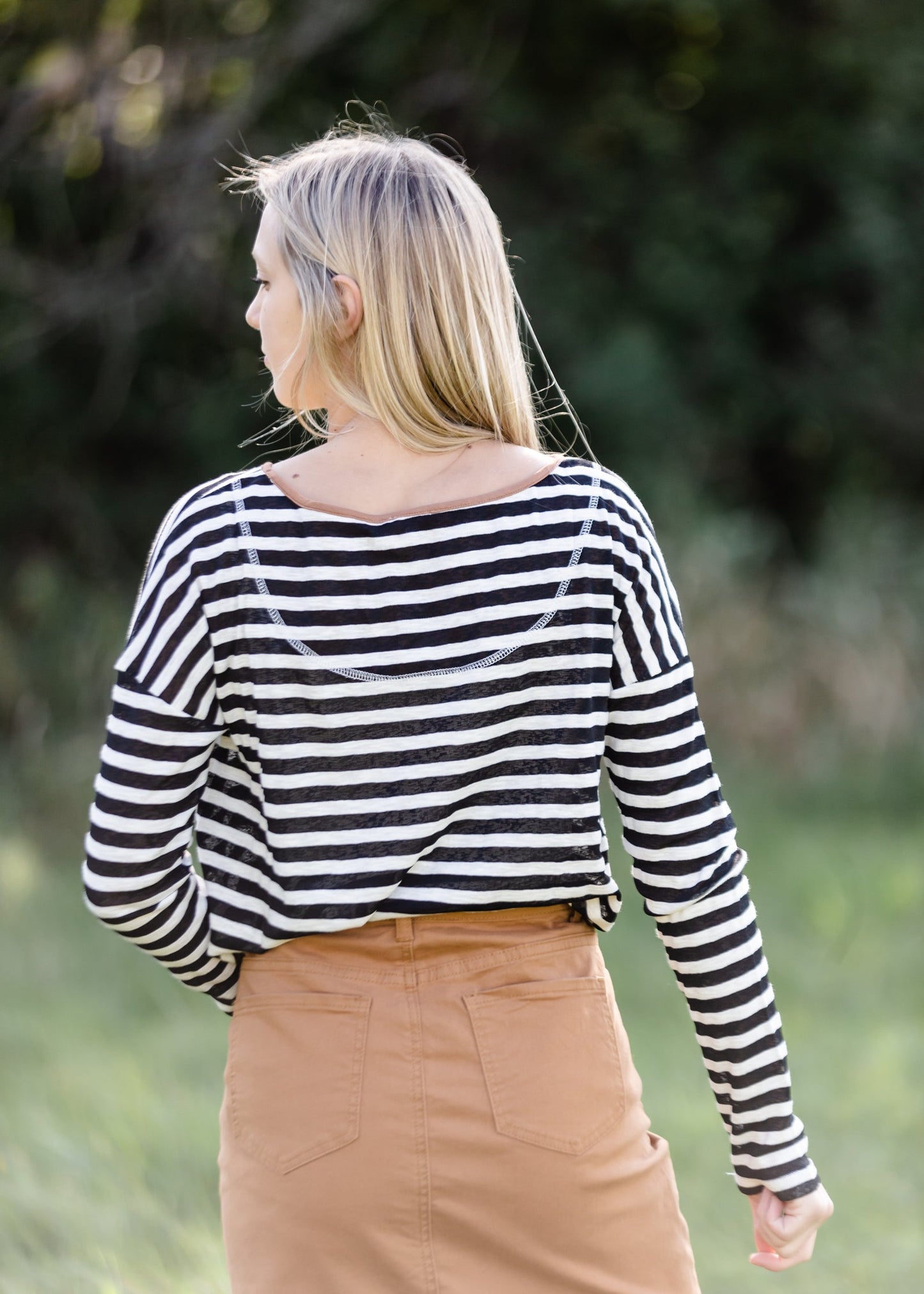 Contrast Stripe Long Sleeve Top - FINAL SALE FF Tops