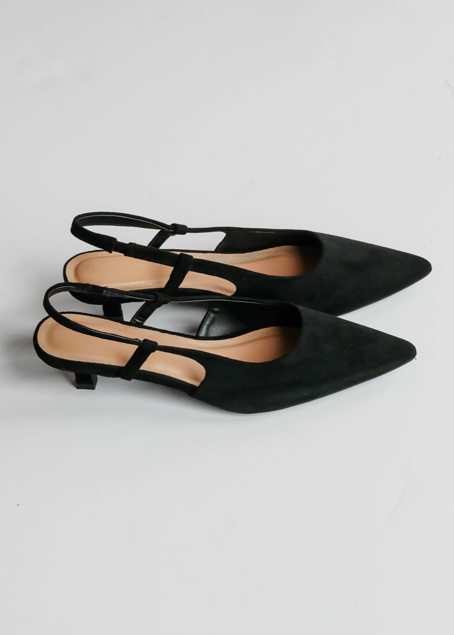 Corkys® Black Faux Suede Kitten Heel Shoes