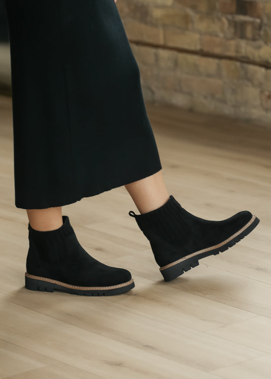 Corkys® Black Faux Suede Knit Cuff Boots Shoes