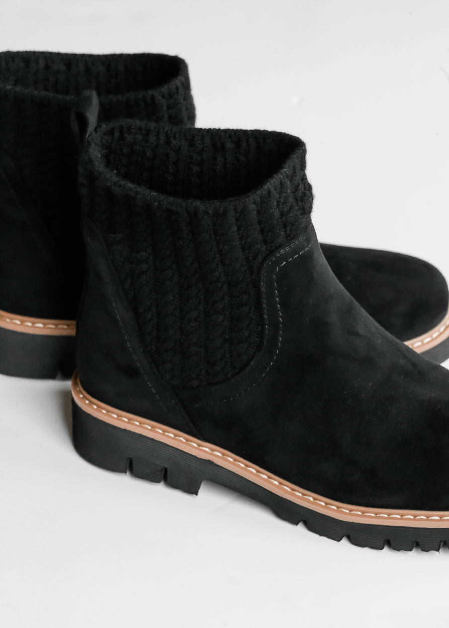 Corkys® Black Faux Suede Knit Cuff Boots Shoes