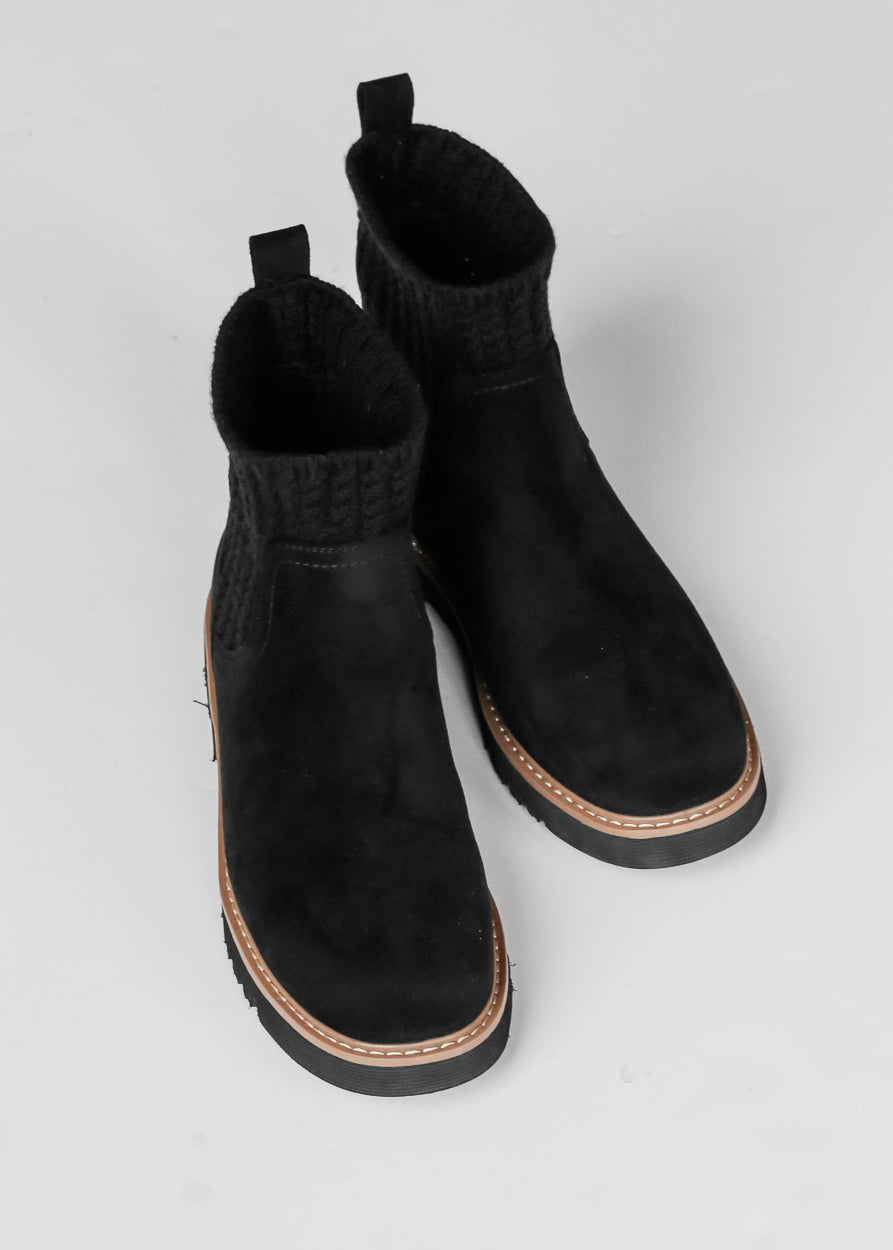 Corkys® Black Faux Suede Knit Cuff Boots Shoes