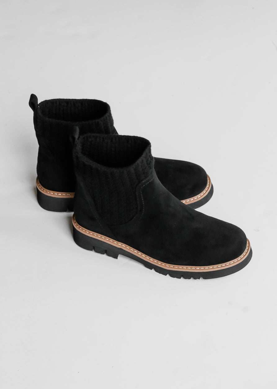 Corkys® Black Faux Suede Knit Cuff Boots Shoes 6
