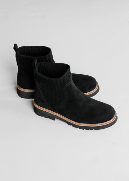 Corkys® Black Faux Suede Knit Cuff Boots Shoes 6