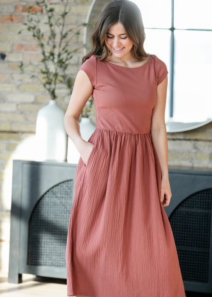 Cotton Boatneck Maxi Dress FF Dresses