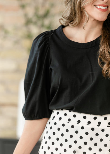 Cotton Puff Half Sleeve Top FF Tops