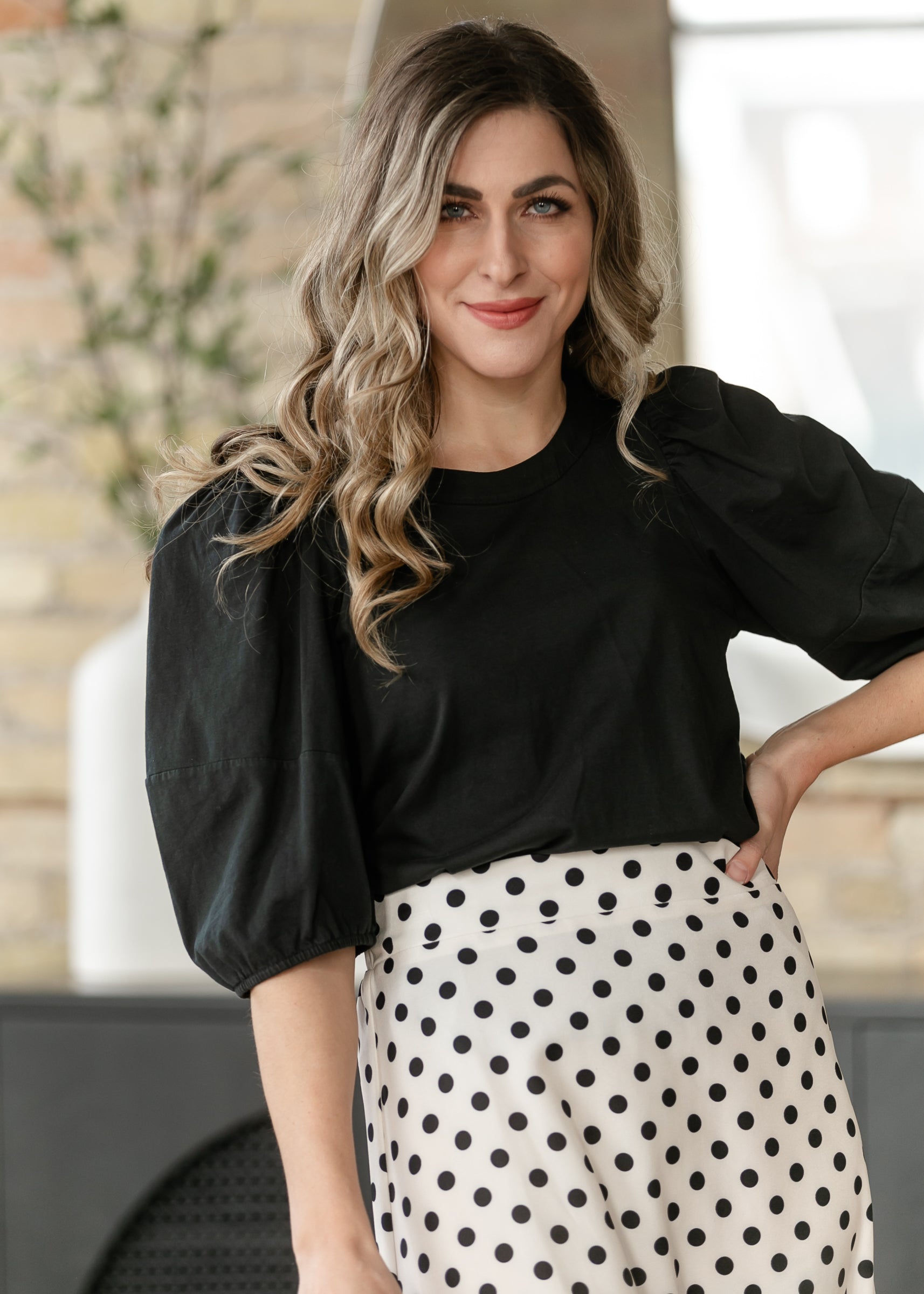 Cotton Puff Half Sleeve Top FF Tops