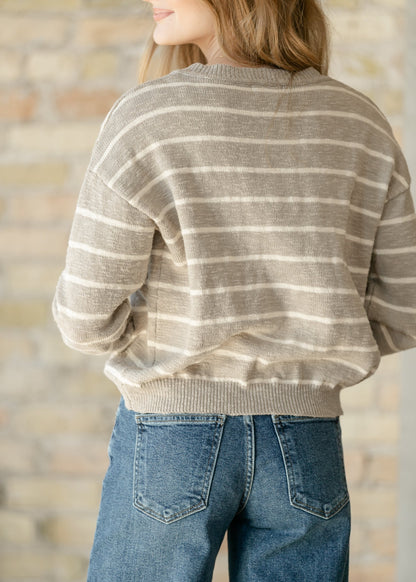 Cotton Quarter Button Slub Sweater FF Tops