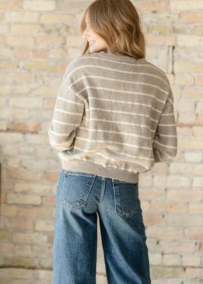 Cotton Quarter Button Slub Sweater FF Tops