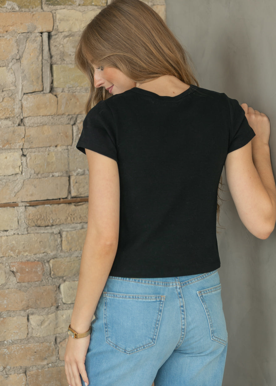Cotton Round Neck Short Sleeve Tee FF Tops