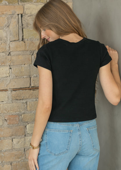 Cotton Round Neck Short Sleeve Tee FF Tops