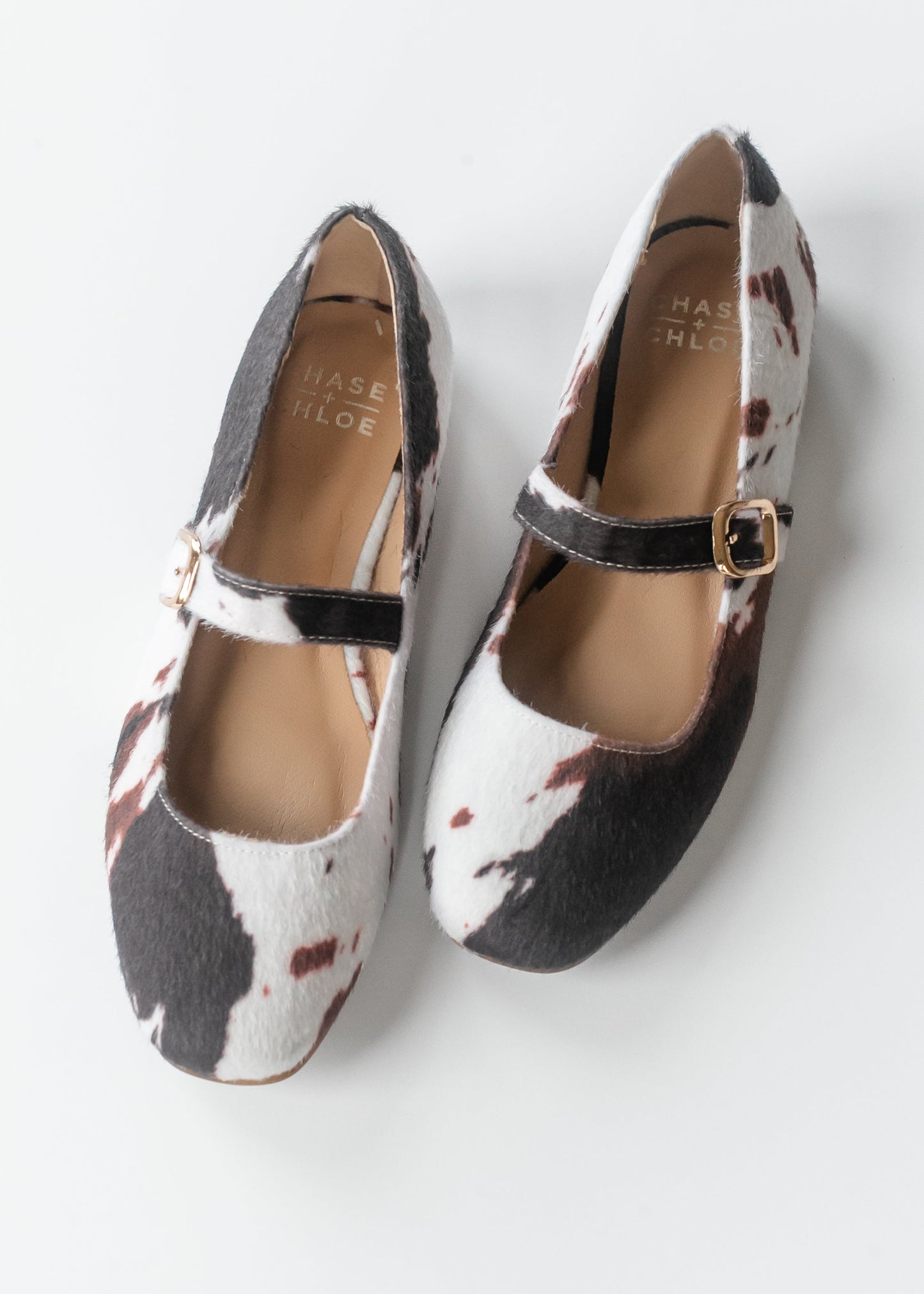 Cow Print Mary Jane Flats Shoes