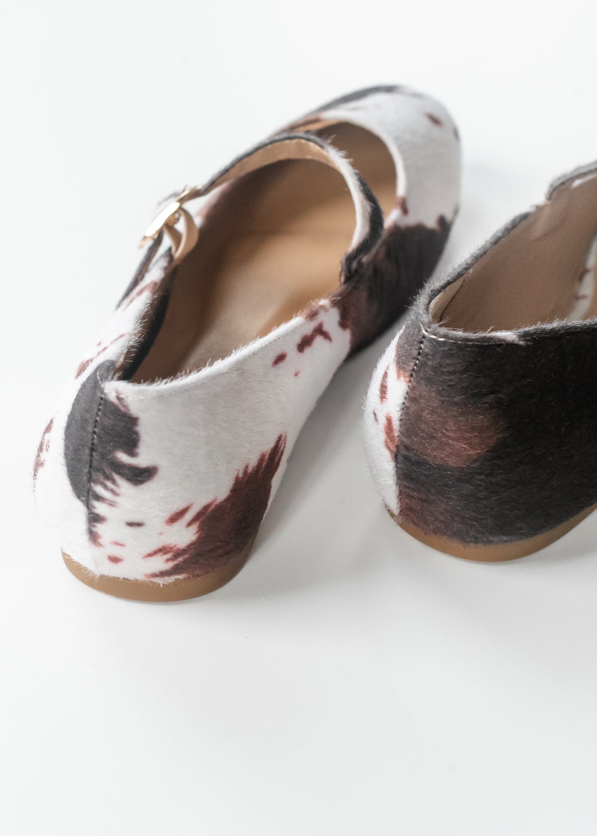 Cow Print Mary Jane Flats Shoes