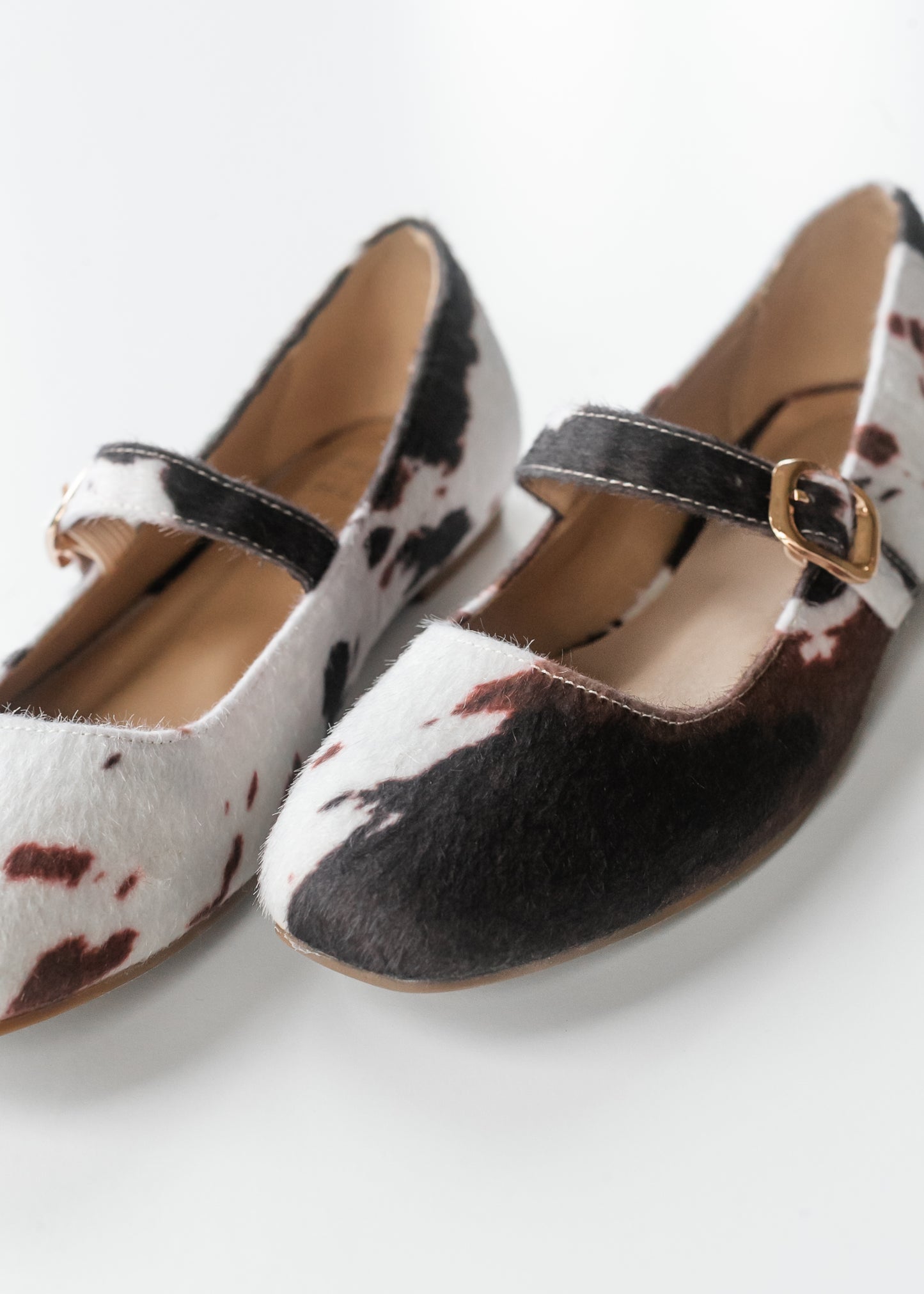 Cow Print Mary Jane Flats Shoes
