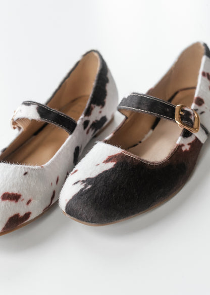 Cow Print Mary Jane Flats Shoes