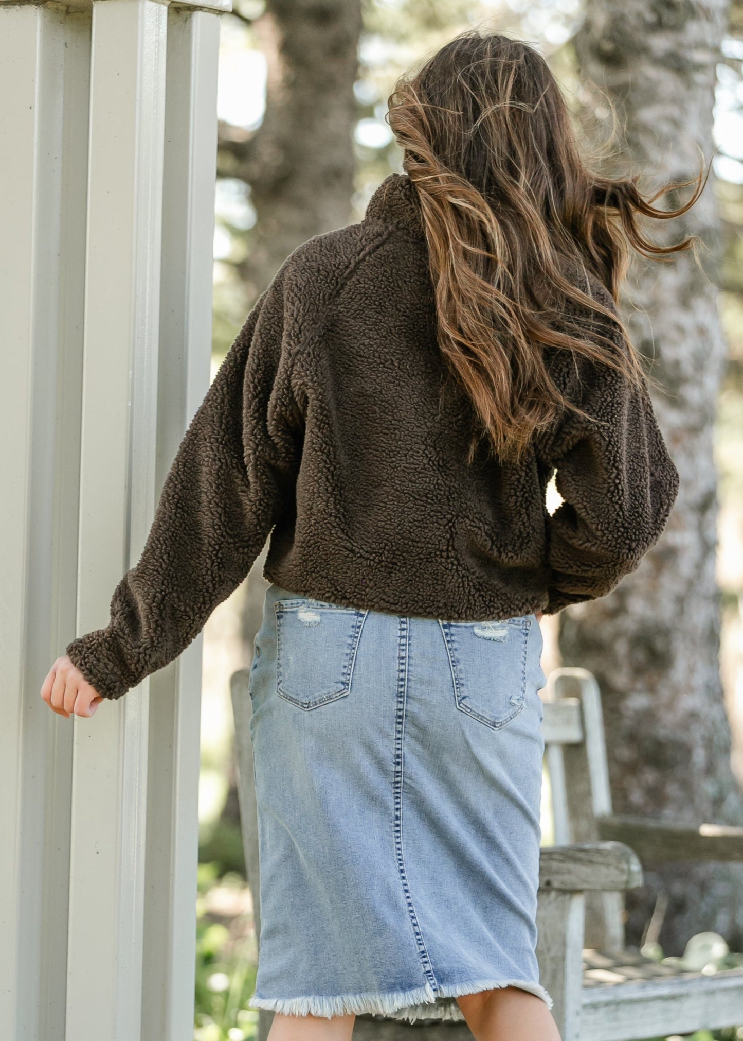 Cozy Sherpa Half Snap Sweatshirt FF Tops