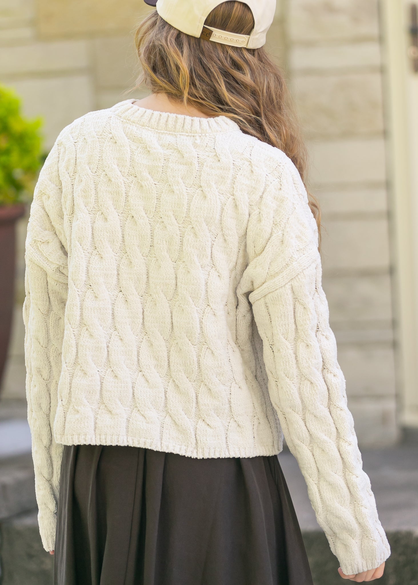 Cream Cable Knit Sweater FF Tops