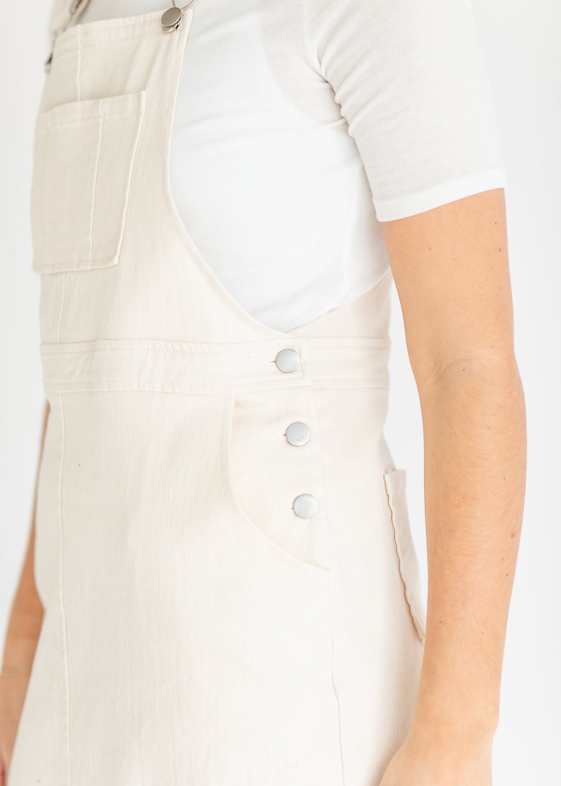 Cream Denim Jumper Overall Dress - FINAL SALE XS Cream Denim Jumper Overall Dress - FINAL SALE XS