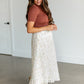 Cream Floral Pleated Maxi Skirt FF Skirts