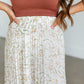 Cream Floral Pleated Maxi Skirt FF Skirts