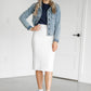 Cream Textured Knit Midi Skirt Skirts
