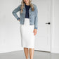Cream Textured Knit Midi Skirt Skirts