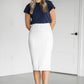 Cream Textured Knit Midi Skirt Skirts