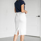 Cream Textured Knit Midi Skirt Skirts