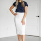 Cream Textured Knit Midi Skirt Skirts