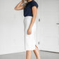 Cream Textured Knit Midi Skirt Skirts