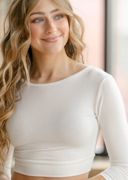 Crewneck 3/4 Sleeve Halftee FF Tops Cream / XS