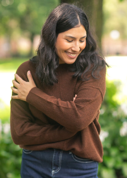 Crewneck Front Seam Knit Sweater FF Tops