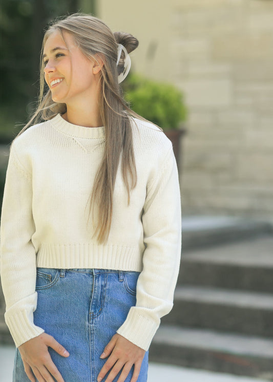Crewneck Long Sleeve Sweater FF Tops