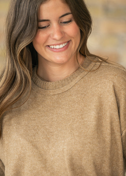 Crewneck Short Sleeve Camel Top FF Tops